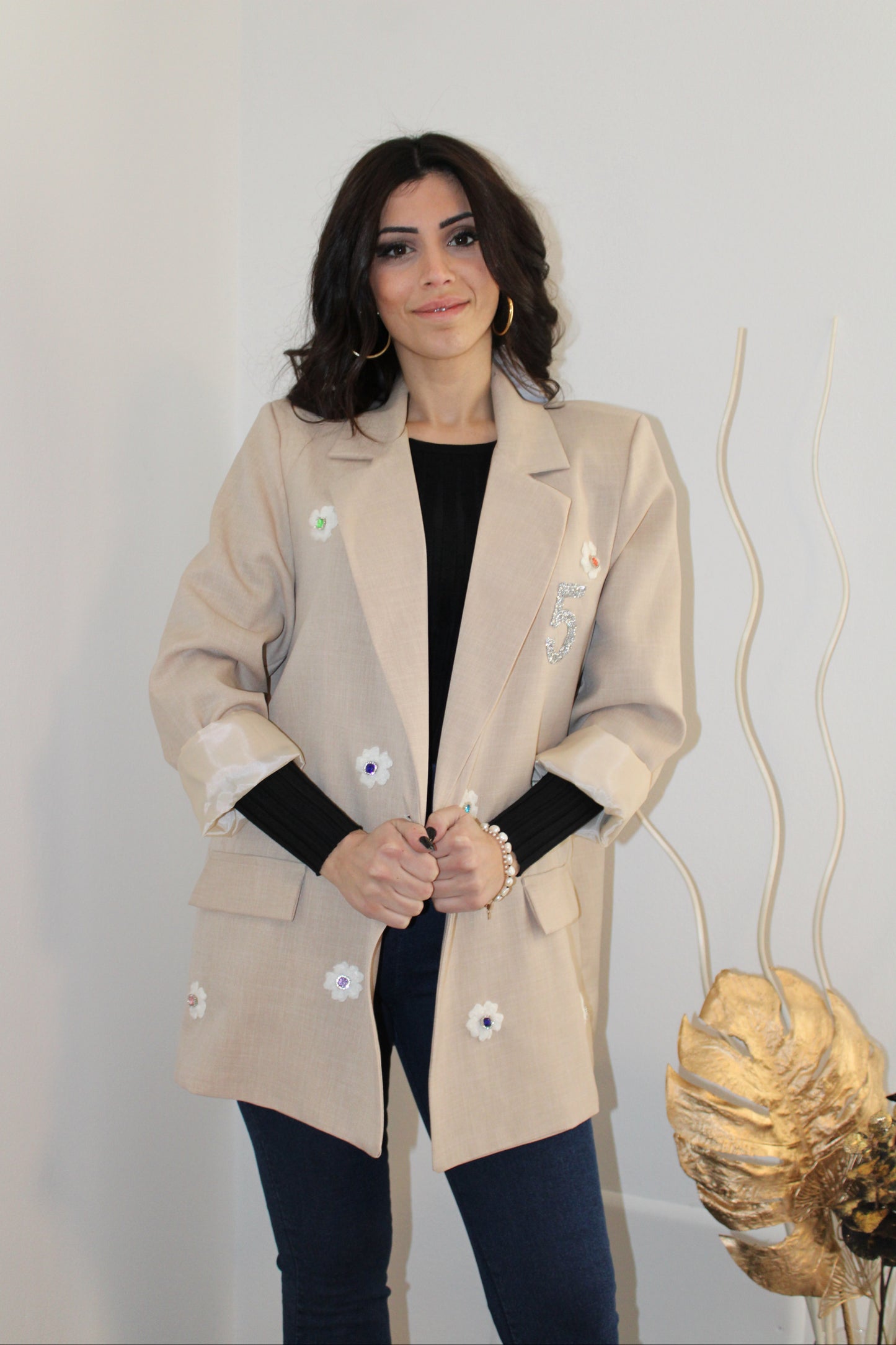 BLAZER CON FIORI E STRASS